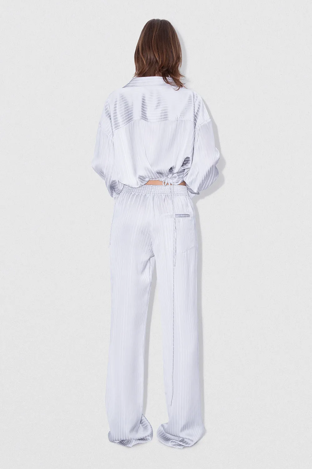 Satin Pin Stripe Trouser Grey And White Viscose Blend