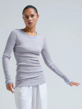 Silky Fiore | Silk - Dark sand/Light blue