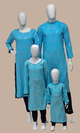 Sky Blue Printed Kurta Top