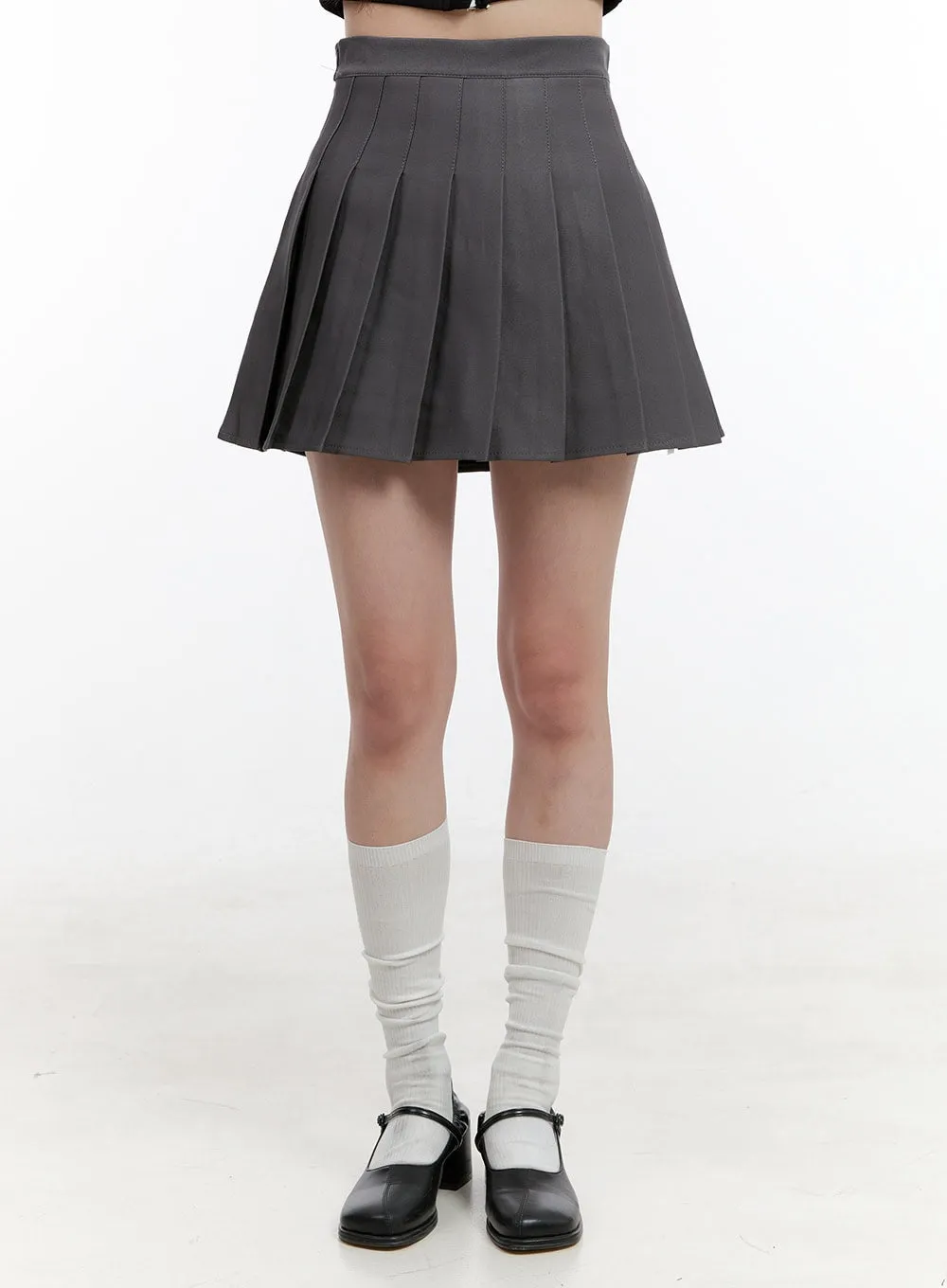 Solid Pleated Mini Skirt OG428