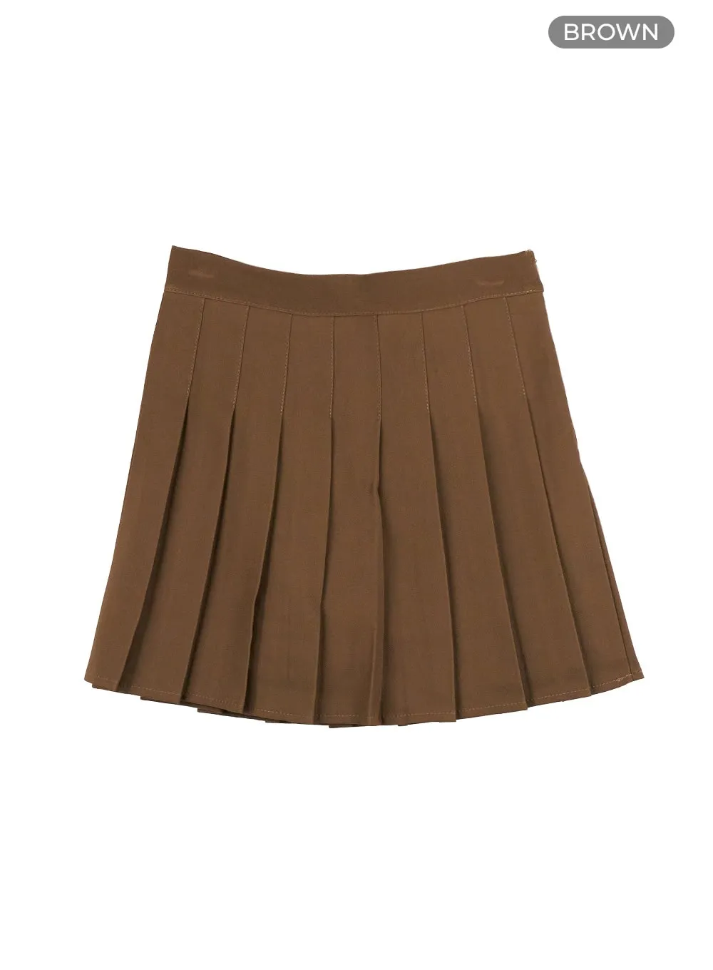 Solid Pleated Mini Skirt OG428