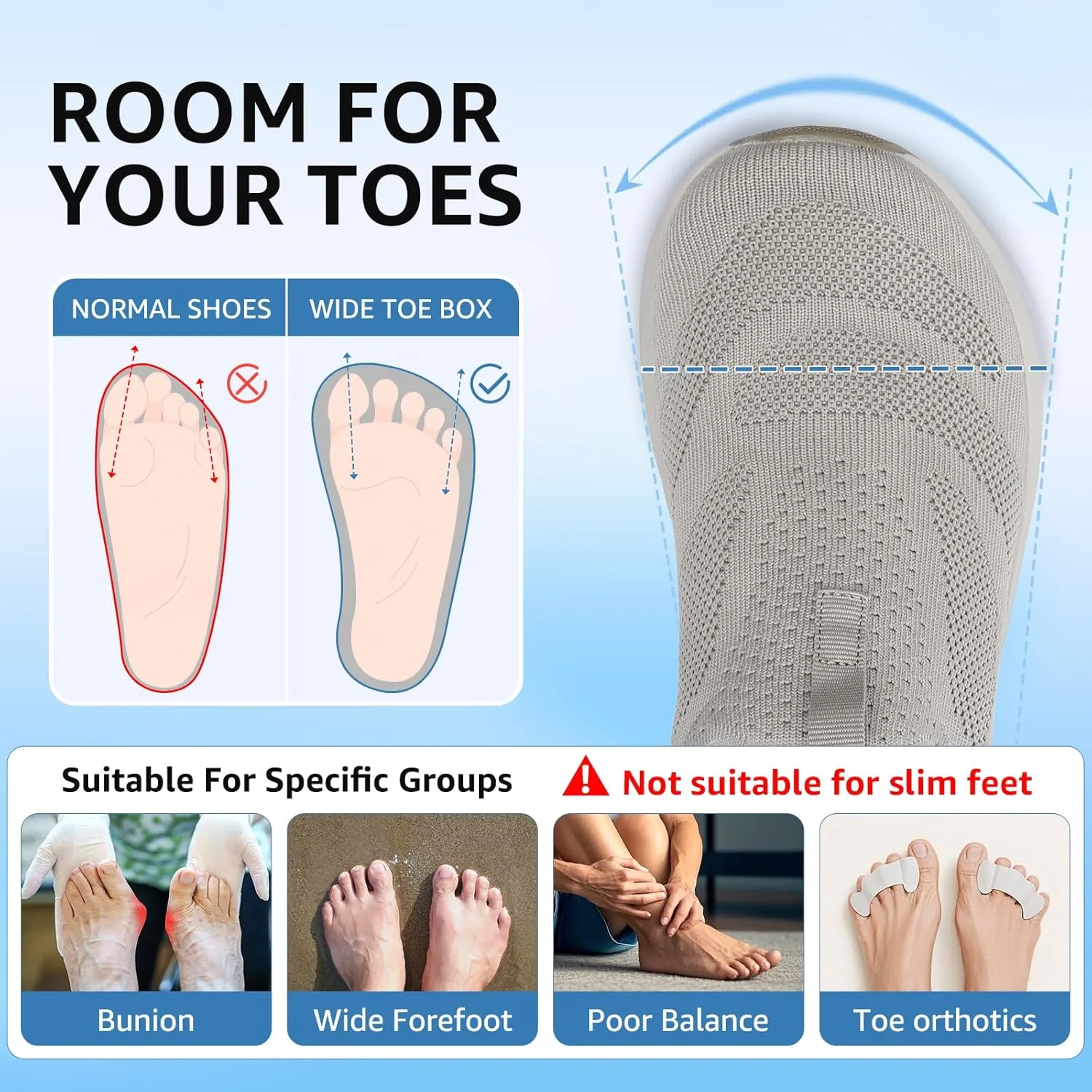STQ Slip on Sneakers Women Walking Shoes with Arch Support Memory Foam