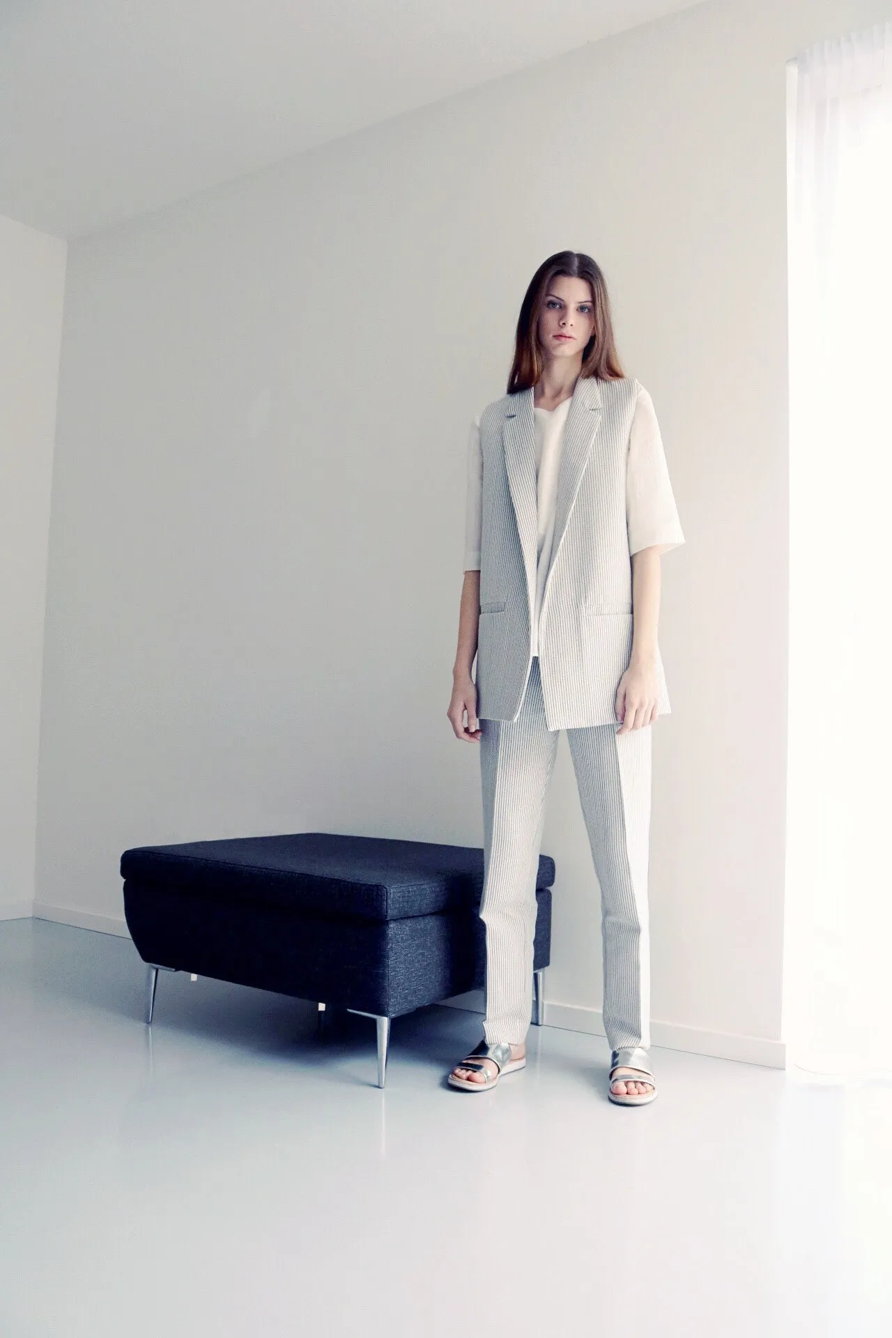 Straight jacquard pants