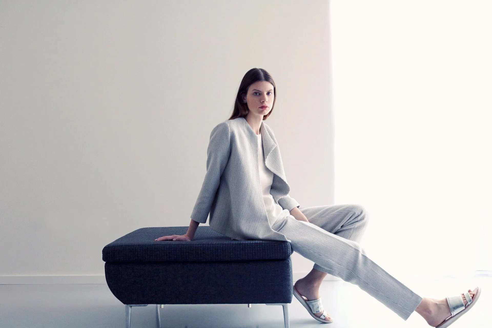 Straight jacquard pants