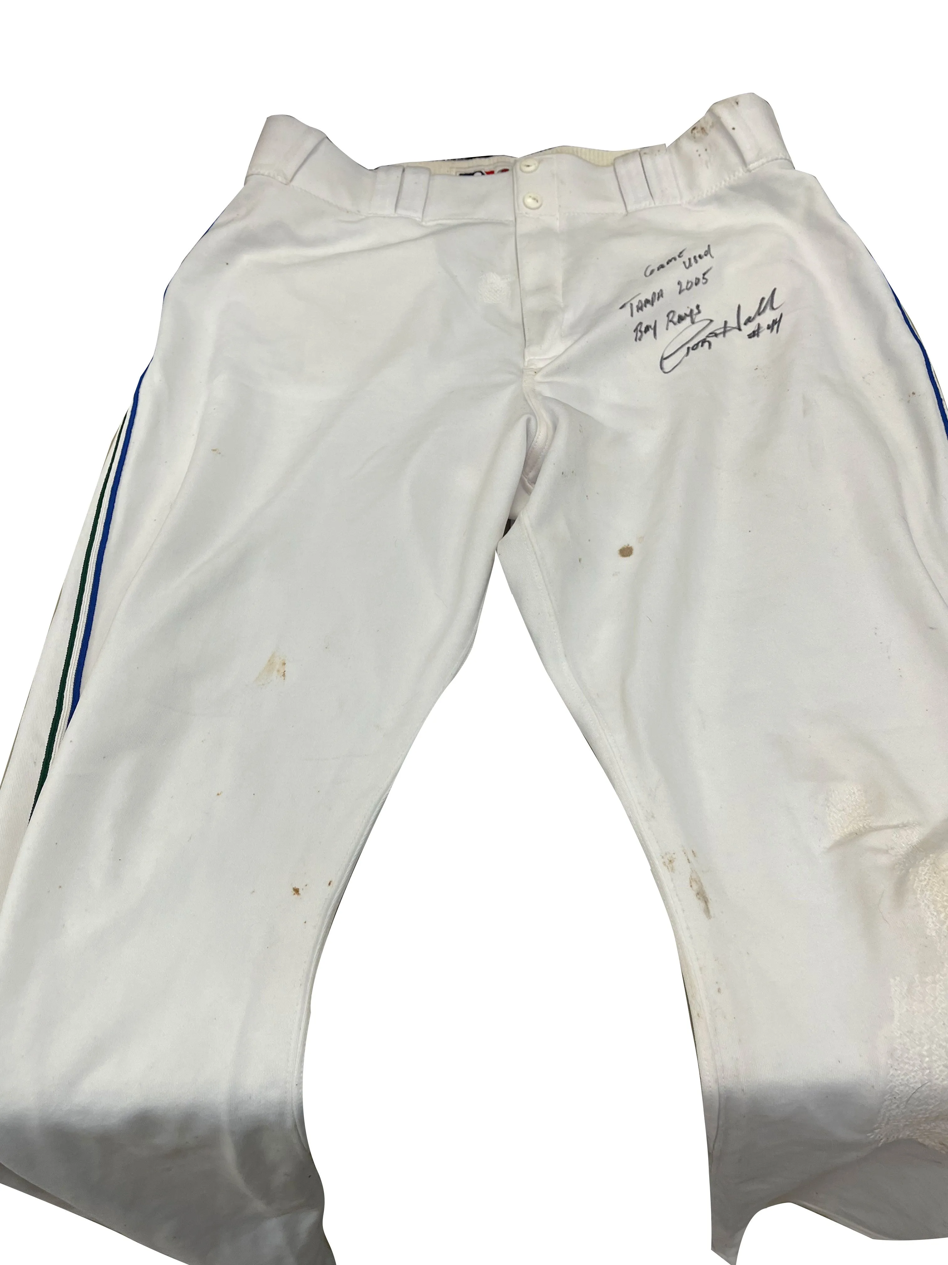 Toby Hall Autographed Games Used Tampa Bay Rays Pants - Player's Closet Project