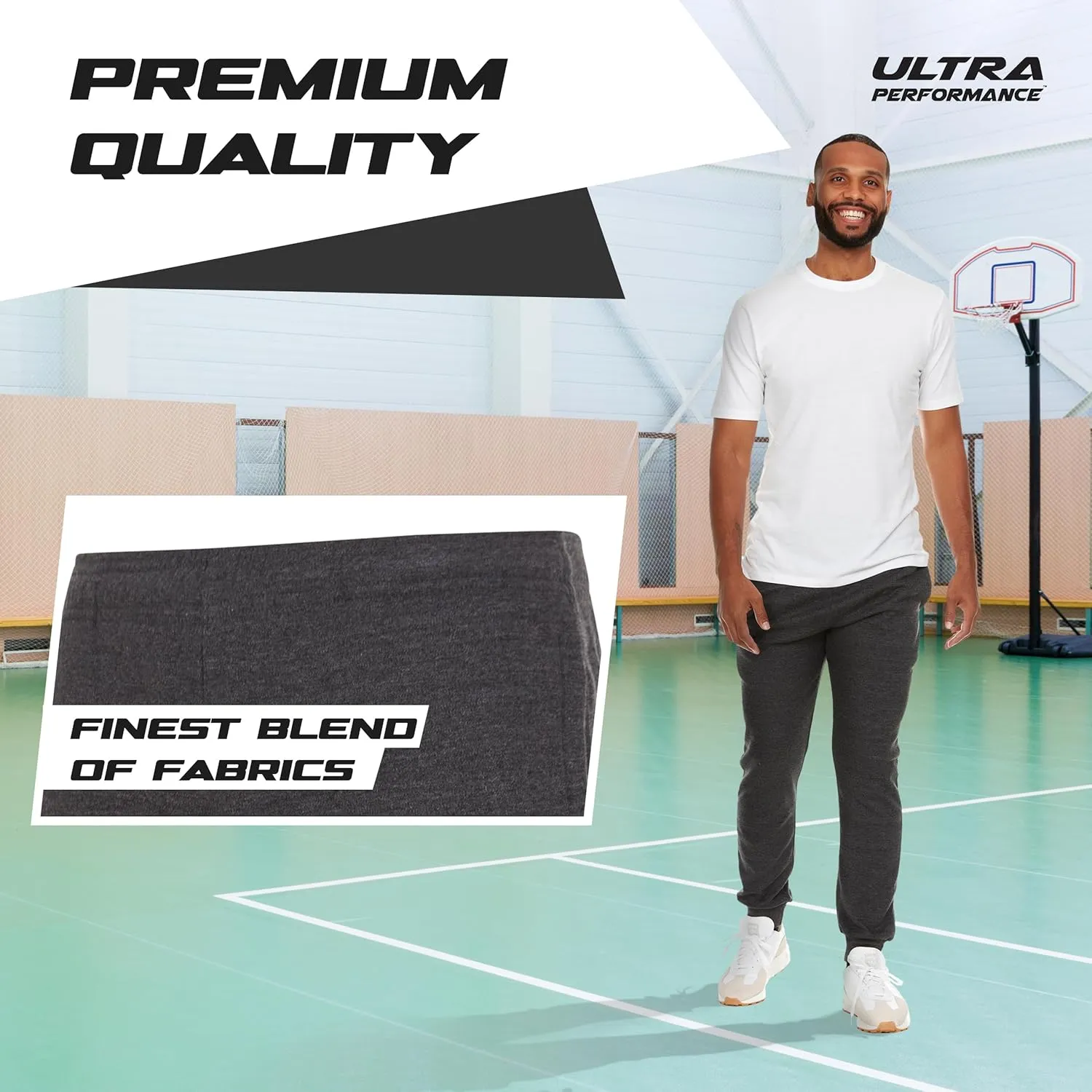 Ultra Performance 3 Pack Mens Lightweight Joggers for Men Casual Lounge Jogger Sweatpants with Pockets (SM - 4X)