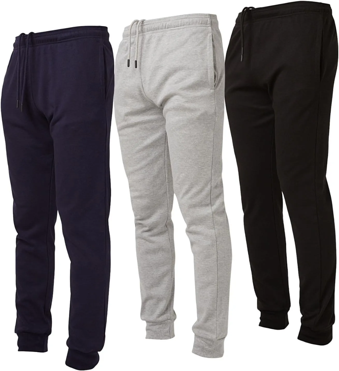 Ultra Performance 3 Pack Mens Lightweight Joggers for Men Casual Lounge Jogger Sweatpants with Pockets (SM - 4X)