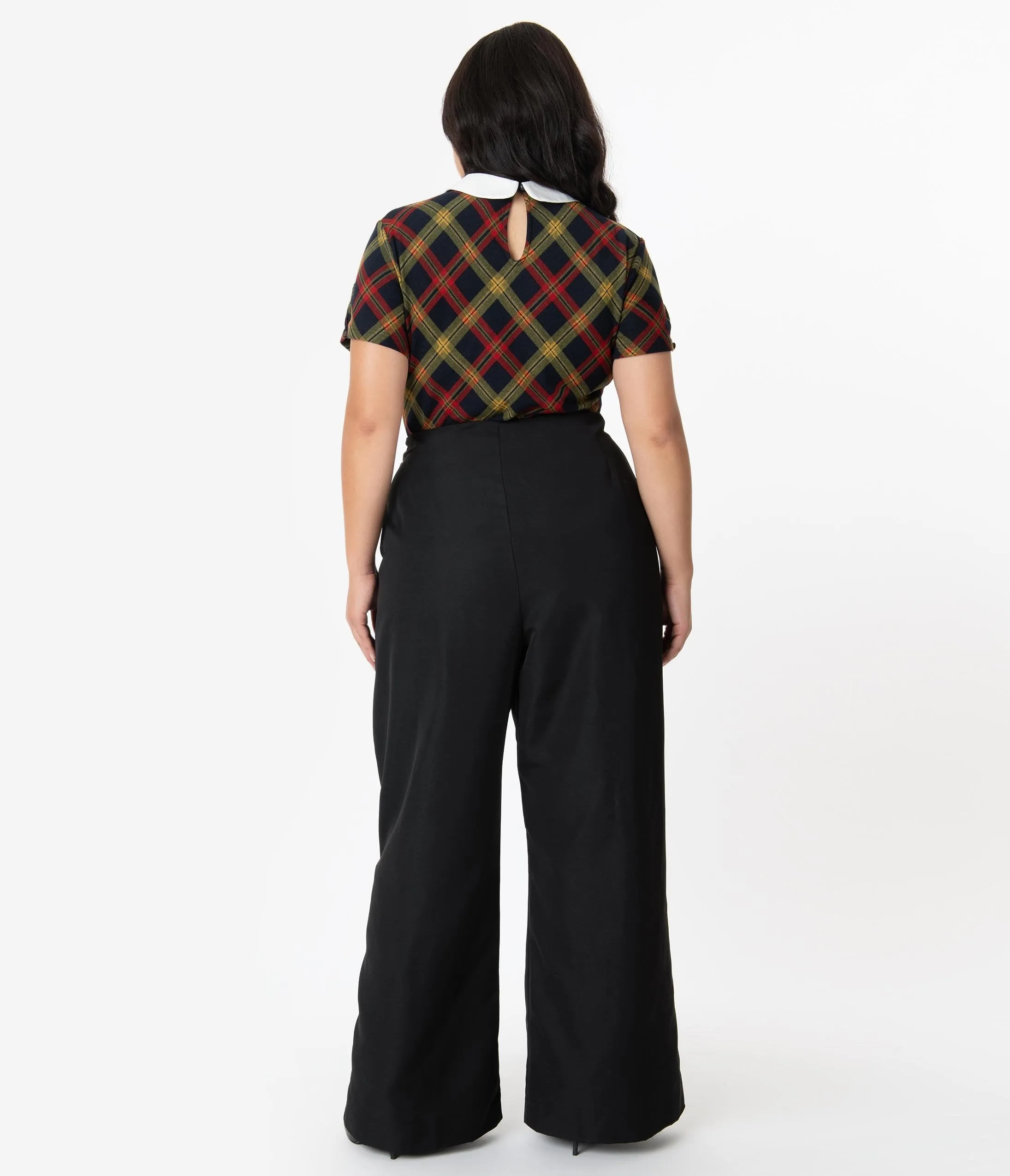 Unique Vintage Plus Size Black Wide Leg Rogers High Waisted Pants