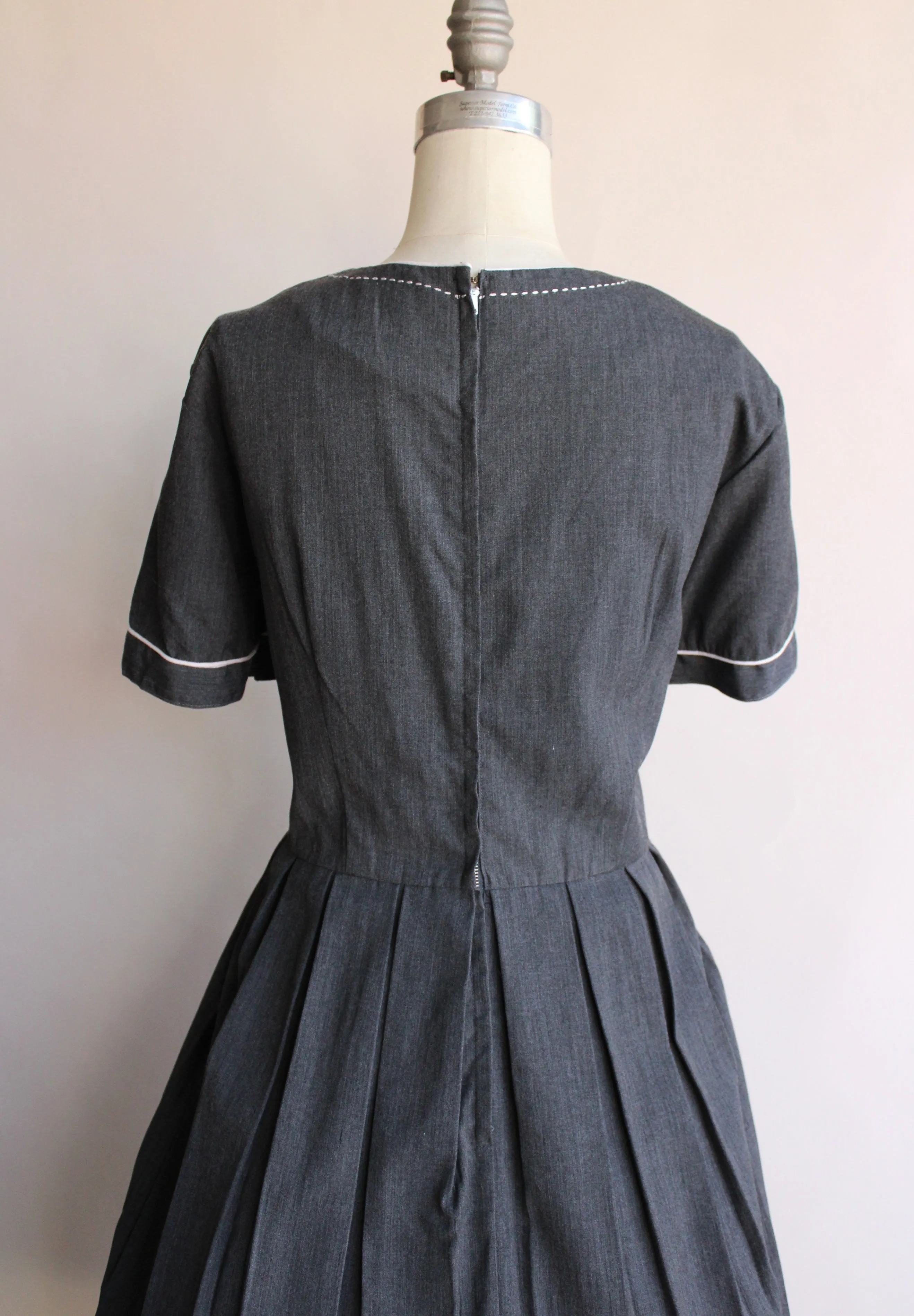 Vintage 1960s Plus Size Gray Dress with Belt