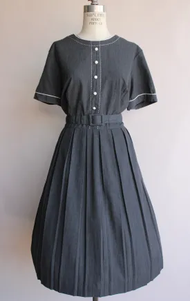 Vintage 1960s Plus Size Gray Dress with Belt