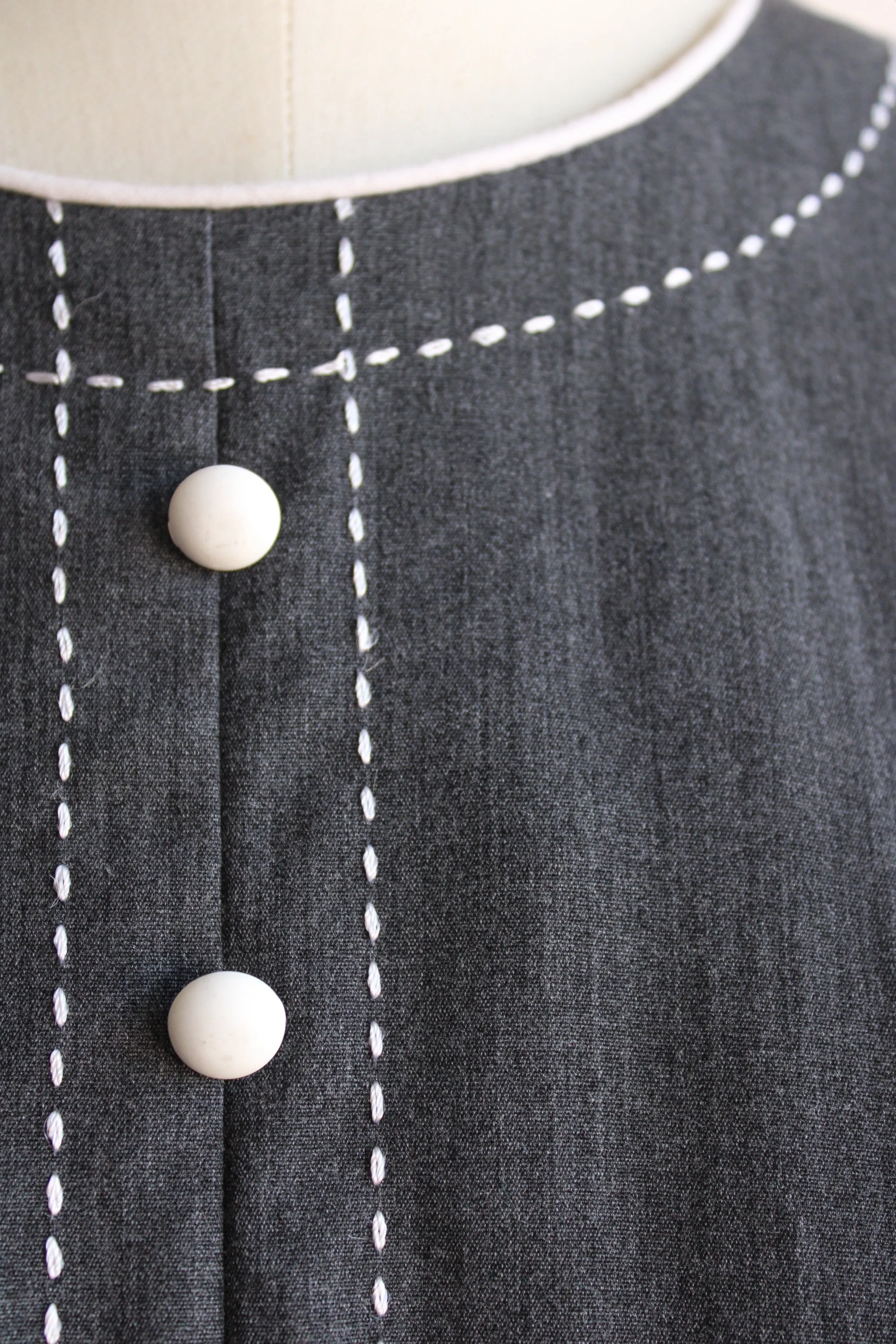 Vintage 1960s Plus Size Gray Dress with Belt