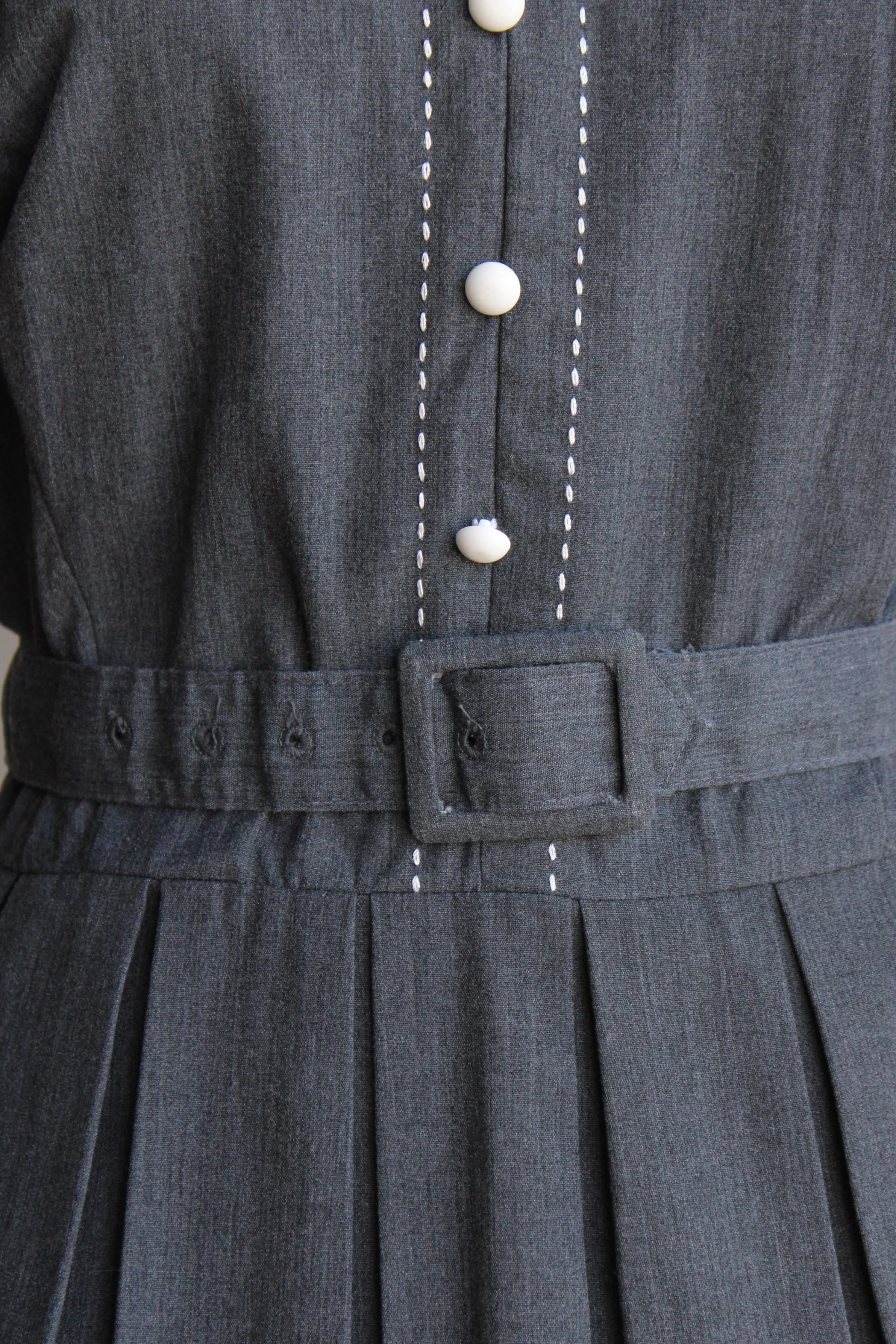 Vintage 1960s Plus Size Gray Dress with Belt