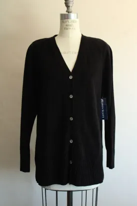 Vintage 1990s 2000s New Karen Scott Black Chenille Cardigan