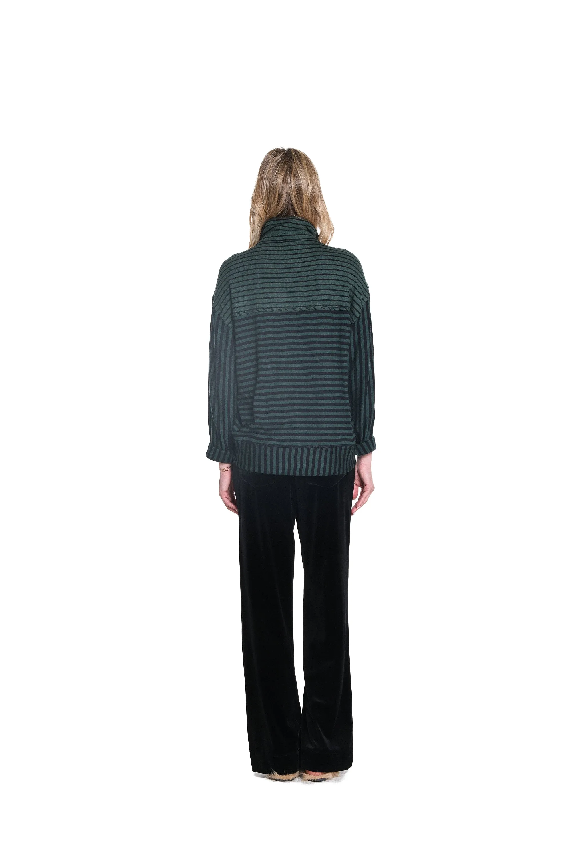WIDE LEG VELVET 5 POCKET PANT - Black