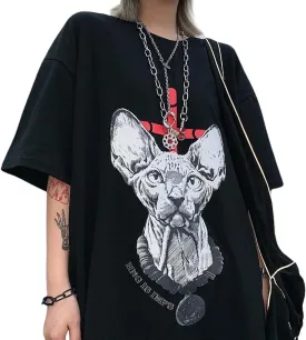 Women's Goth T-Shirt Summer Graphic Harajuku Gothic Anime Print Novelty Short Sleeve Top