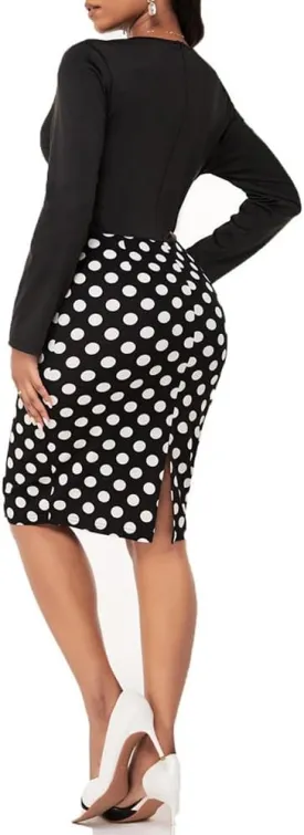 Womens Print Midi Pencil Skirt High Waisted Stretch Office Straight Spit Skirt