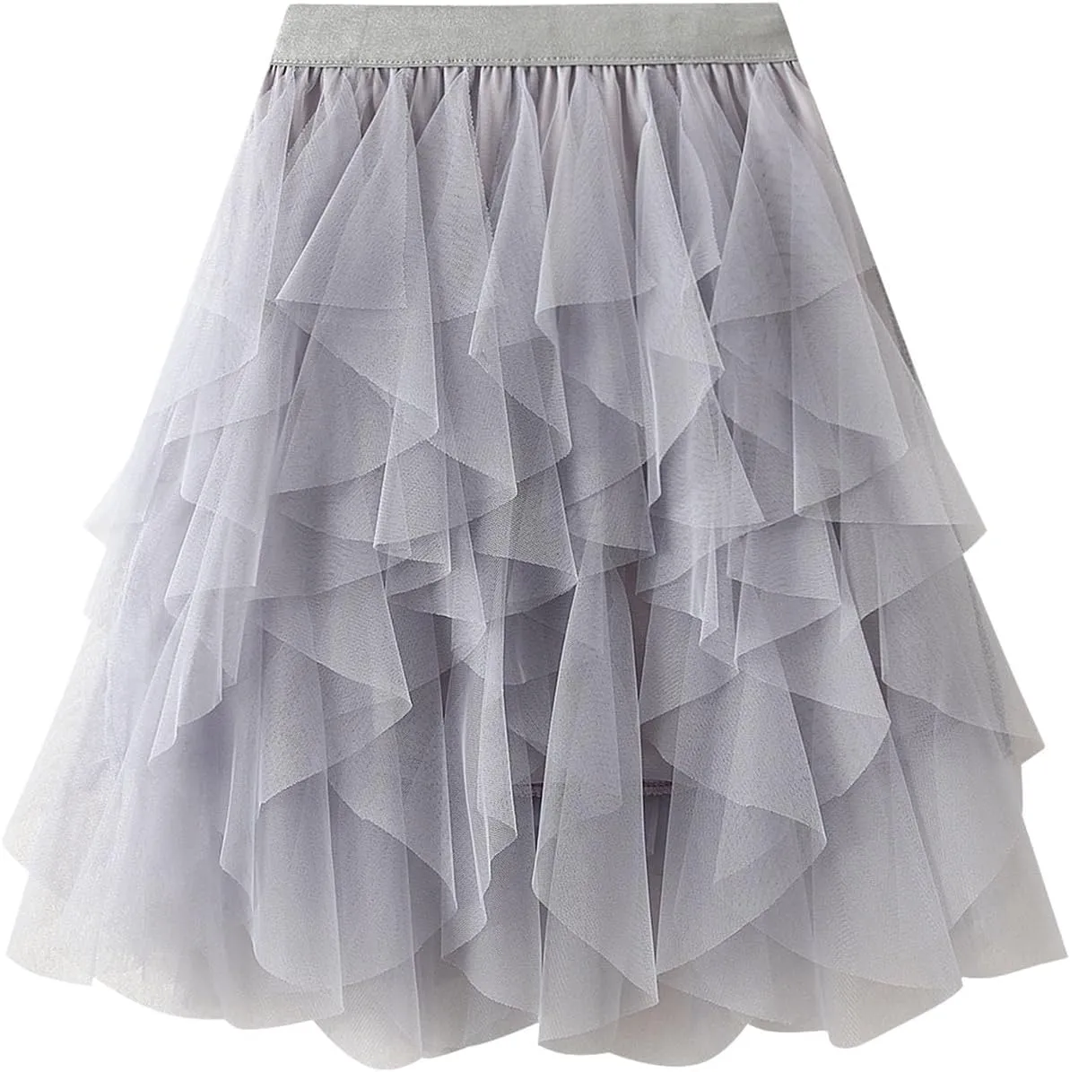 Women's Tulle Mini Skirt Ruffled Mesh Puffy Ballet Tutu Skirts 50s Carnival Party Elastic Waist Short Underskirts